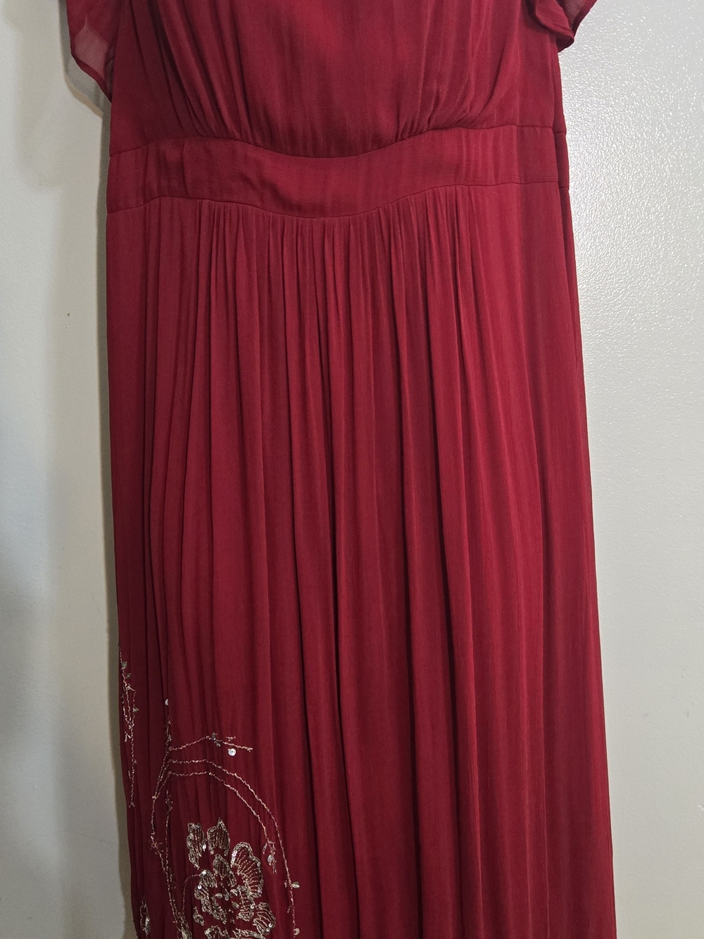 Motherhood Maternity Burgundy Maxi Dress with Embroidery